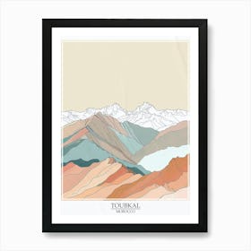 Toubkal Morocco Color Line Drawing 7 Poster Art Print