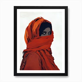 Arabian Woman In A Red Scarf, Middle East Art Print