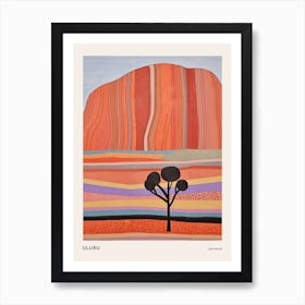 Uluru Australia 2 Colourful Mountain Illustration Poster Art Print