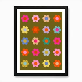 Vintage Colorful Floral Art Print