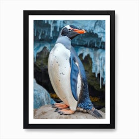 Galapagos Penguin Deception Island Colour Block Painting 6 Art Print