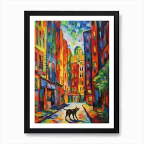 Painting Of New York With A Cat In The Style Of Fauvism 3 Art Print