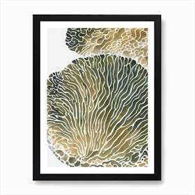 Open Brain Coral Vintage Graphic Watercolour Art Print