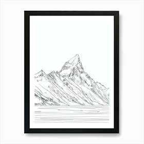 Mount Cook Usa Line Drawing 5 Art Print