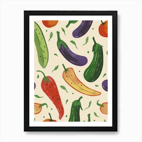 Courguette & Eggplant Pattern Art Print