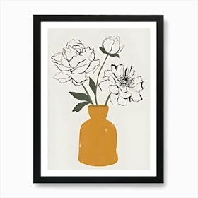 Yellow Vase With Flowers Art Print