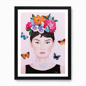 Audrey Hepburn With Butterflies Art Print