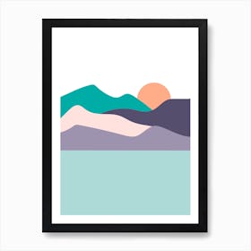 Colorful Mountains & Beach Art Print