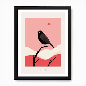 Minimalist Blackbird 1 Bird Poster Art Print