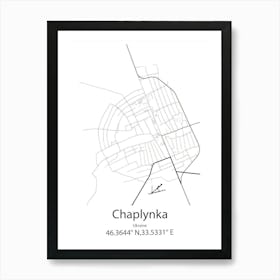 Chaplynka,Ukraine Minimalist Map Art Print