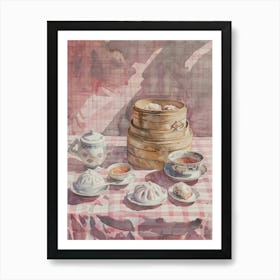 Pink Breakfast Food Dim Sum 3 Art Print