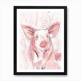 Pig-Watercolour Art Print