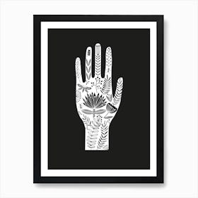 Folk Hand On Black Art Print