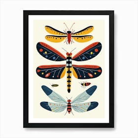 Colourful Insect Illustration Damselfly 6 Art Print