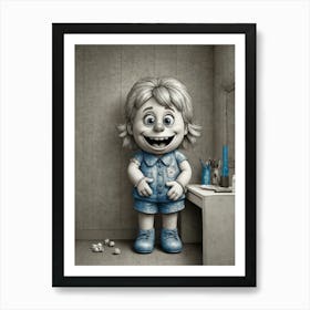 Doll In A Bathroom Art Print