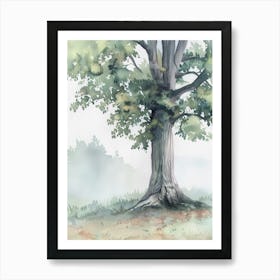 Chestnut Tree Atmospheric Watercolour Painting 3 Art Print