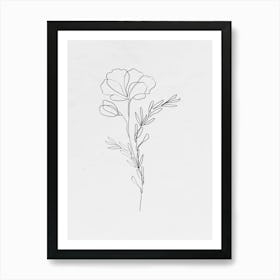 Single Line Drawing Of A Flower Art Print