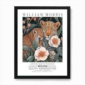 William Morris Print Leopard And Cub Portrait Valentines Mothers Day Gift Flowers Art Print