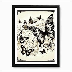 Butterflies And Swirls 1 Art Print