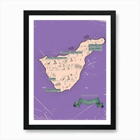 Vintage Old map of the Island of Tenerife Art Print