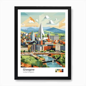 Glasgow, United Kingdom, Geometric Illustration 1 Poster Art Print