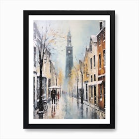 Vintage Winter Painting Bruges Belgium 2 Art Print