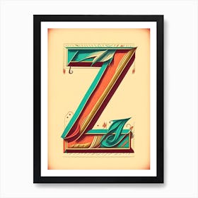 Z, Letter, Alphabet Vintage Sketch Art Print
