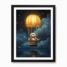 Phoebefy A Duckling In A Tiny Hot Air Balloon A Peaceful Even 141170a1 0972 49db 8b8d 170e0c33d50e 1 Art Print