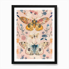 Pink Butterflies William Morris Style 2 Póster