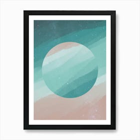 Minimal art abstract watercolor painting of calm sparkling waves Art Print