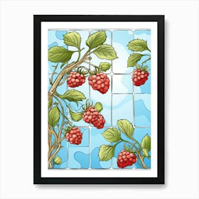 Raspberries Illustration 5 Art Print