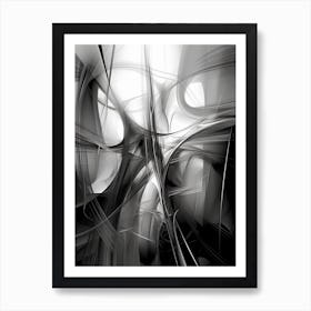 Quantum Entanglement Abstract Black And White 4 Art Print