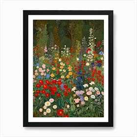 Gustav Klimt Flower Garden Of Flowers Art Print