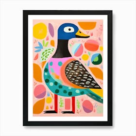 Pink Scandi Duck 3 Art Print