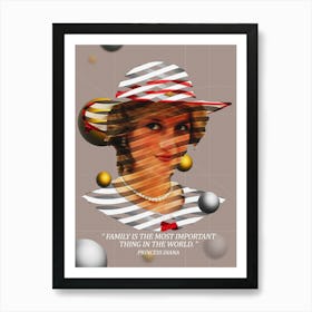 Quote In Ribbon Famous People Princess Diana — Family Is The Most Important Thing In The World Art Print