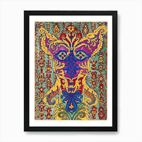 A Cat Standing On Its Hind Legs, Formed By Patterns Supposed, Louis Wain Art Print