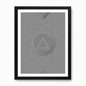 Geometric Glyph Sigil with Hex Array Pattern in Gray n.0152 Art Print