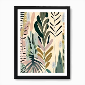 Lady Fern Wildflower Modern Muted Colours 1 Art Print