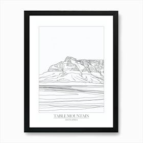 Table Mountain South Africa Line Drawing 7 Poster Art Print