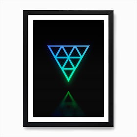 Neon Blue and Green Abstract Geometric Glyph on Black n.0148 Art Print