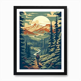 Pacific Crest Trail Usa 2 Vintage Travel Illustration Art Print