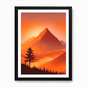 Misty Mountains Vertical Background In Orange Tone 8 Art Print