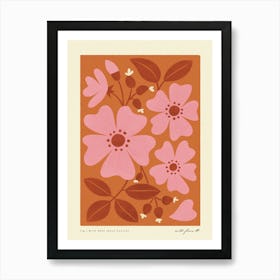 Wild Rose Modern-Retro Pink and Orange Wild Flower Art Print Art Print