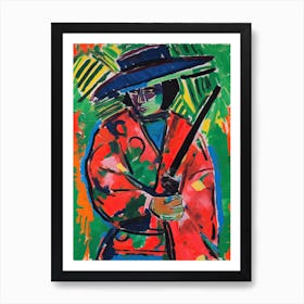 Samurai In Fauvist Matisse Japanese Style  1 Art Print