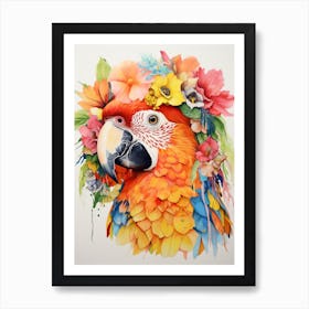 Bird With A Flower Crown Macaw 4 Art Print