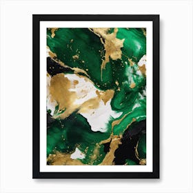 Abstract Gold And Green Painting Art Print