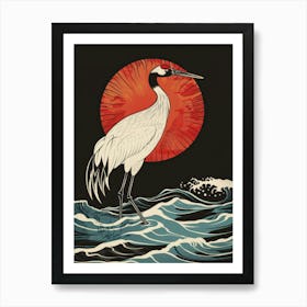 Crane In The Sea Art Print