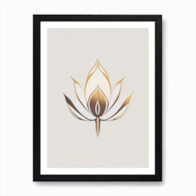 Lotus Flower, Buddhist Symbol Retro Minimal 6 Art Print