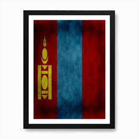 Mongolia Flag Texture Art Print