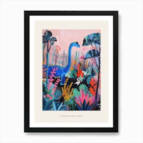 Dinosaur With Swans Painting 2 Poster Art Print
